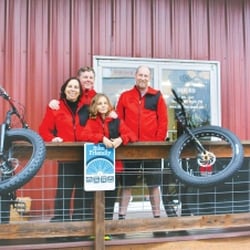 Bike Newport - Going strong for 10 years (l to r), Owners, Daniella & Elliott, son, Little E, and Manager, Darin.