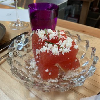 Mägo - Watermelon with queso fresh and lemon balm - Colombian Near Me - Oakland, California Mägo - Watermelon with queso fresh and lemon balm - Colombian Near Me - Oakland, California