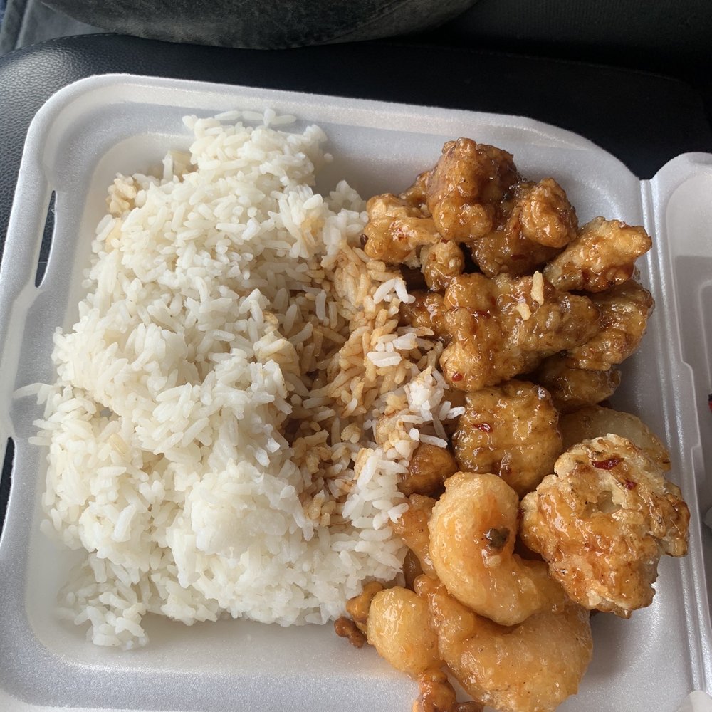 Panda Express - Orange chicken and honey walnut shrimp with steamed rice. - Chinese Near Me - Gustine, California