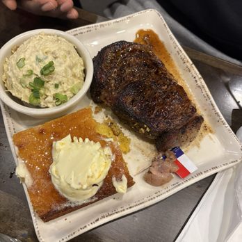 Jack's BBQ & Steakhouse - Algona - 16oz Ribeye with potato salad and cornbread - Barbeque Near Me - Algona, Washington Jack's BBQ & Steakhouse - Algona - 16oz Ribeye with potato salad and cornbread - Barbeque Near Me - Algona, Washington