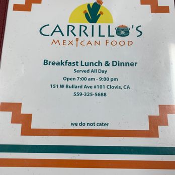 Carrillo's Mexican Food - Menu - Mexican Near Me - Clovis, California