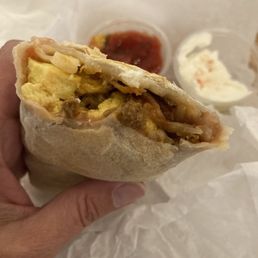 Breakfast burrito - yum! Breakfast burrito - yum!