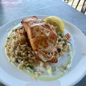 Bay Pointe Waterfront Restaurant - Salmon with rice - American Near Me - Quincy, Massachusetts Bay Pointe Waterfront Restaurant - Salmon with rice - American Near Me - Quincy, Massachusetts