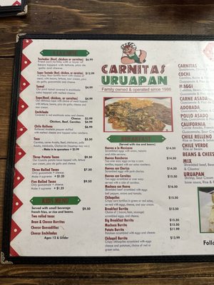 Menu photo 1 Carnitas Uruapan San Diego, CA