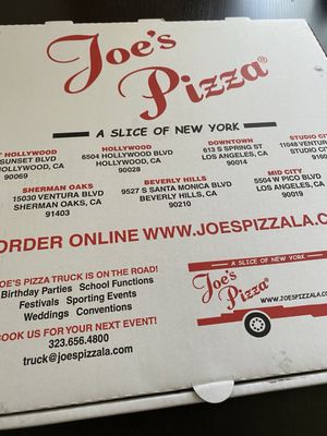 Menu photo 2 Joe's Pizza Studio City Studio City, CA