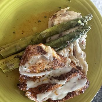 Sunset Grille & Raw Bar - Blackened grouper with uncharged limp tasteless asparagus. - Seafood Near Me - Marathon, Florida Sunset Grille & Raw Bar - Blackened grouper with uncharged limp tasteless asparagus. - Seafood Near Me - Marathon, Florida