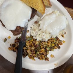 Dodge House Restaurant - Chicken fried steak with mashed potato and corn