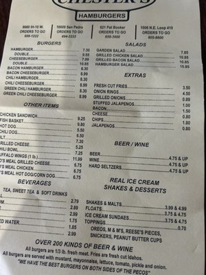 Menu photo 5 Chester's Hamburgers Universal City, TX