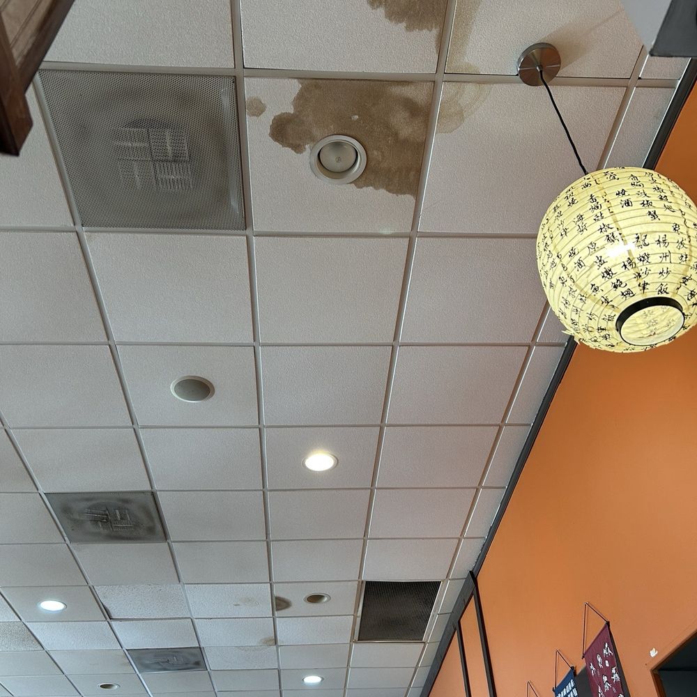 Yamafuji - Ceiling tiles damaged by leaks. It's worse in other places. - Japanese Near Me - Front Royal, Virginia Yamafuji - Ceiling tiles damaged by leaks. It's worse in other places. - Japanese Near Me - Front Royal, Virginia