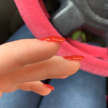 Vacation Nail Bar - Bumps on every single nail because she didn't smooth the tip before adding powder. - Nail Salons Near Me - The Colony, Texas Vacation Nail Bar - Bumps on every single nail because she didn't smooth the tip before adding powder. - Nail Salons Near Me - The Colony, Texas