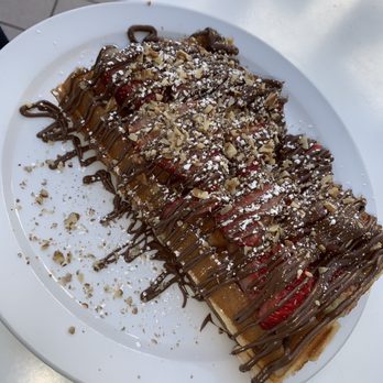 More Than Waffles - Nutella waffle with strawberries and pecans - Breakfast & Brunch Near Me - Encino, California
