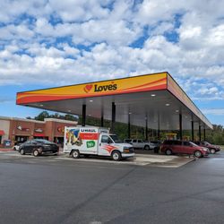 Love's Travel Stop - Outside the gas station. This Love's Travel Stop has 18 pumps for regular vehicles. Truck stop is in the back. I-85/I-40 exit 152 in Mebane.