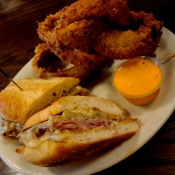 Yummy Cuban sandwich with onion rings ($4 upcharge, but worth it).