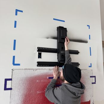 Gem State Audio & Video Services - Mantle mount being installed during construction before stone goes up! - TV Mounting Near Me Gem State Audio & Video Services - Mantle mount being installed during construction before stone goes up! - TV Mounting Near Me