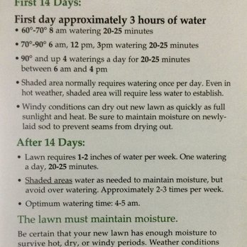 SodLawn - I got this instruction at Home Depot couple years ago, and I followed same schedule this time too. Still looks good! (04/30/23) - Lawn Services Near Me SodLawn - I got this instruction at Home Depot couple years ago, and I followed same schedule this time too. Still looks good! (04/30/23) - Lawn Services Near Me