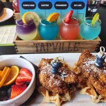 Tapville Social - Chicken, waffles, and a spiked lemonade flight. - Desserts Near Me - Pittsburgh, Pennsylvania
