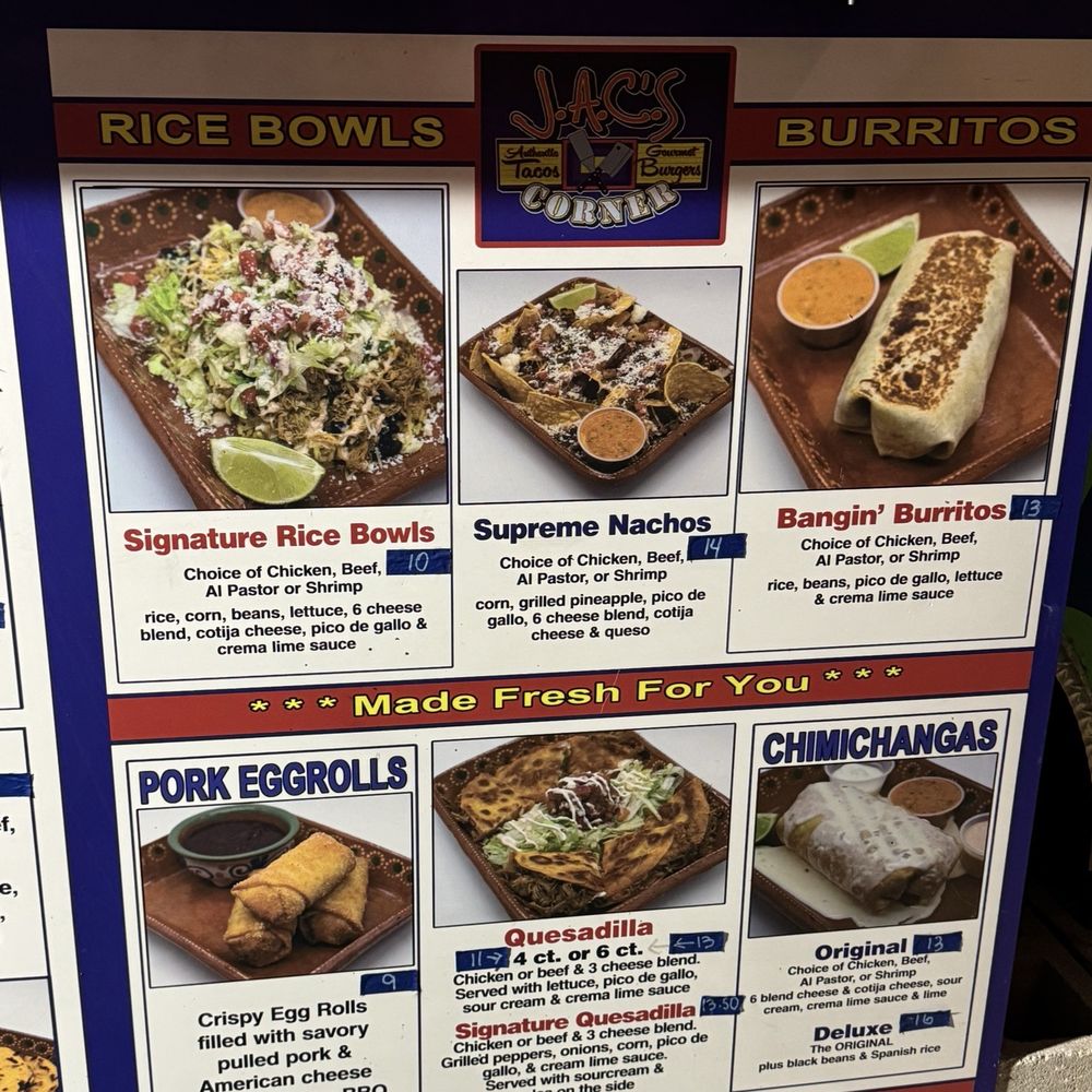 J.A.C.'S Corner - Menu - Mexican Near Me - Winter Haven, Florida