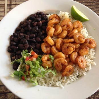 Wahoo's Fish Taco - Shrimp bowl with black beans & rice. Thank y'all at Fullerton's Wahoo's Fish Tacos. - Mexican Near Me - Fullerton, California