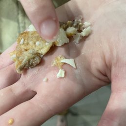 Egg shells on breakfast Burger
