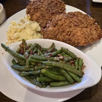 The Lokal Norman - Double chicken fried steak with mashed potatoes and green beans - Cocktail Bars Near Me - Norman, Oklahoma