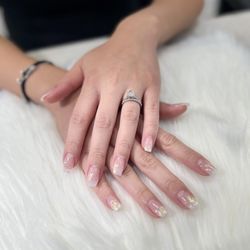 Cordova Nails - Custom natural glitter powder acrylic by Jessica