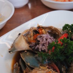 Marinated raw crab with rice
