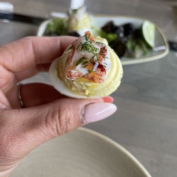 Monkeypod Kitchen - Lobster Deviled Eggs - New American Near Me - Lahaina, Hawaii Monkeypod Kitchen - Lobster Deviled Eggs - New American Near Me - Lahaina, Hawaii