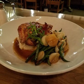 Main Street Farmer Eatery - Frenched chicken with mashed potatoes, green beans and onions. - New American Near Me - Saint Michael, Minnesota Main Street Farmer Eatery - Frenched chicken with mashed potatoes, green beans and onions. - New American Near Me - Saint Michael, Minnesota