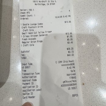 Burger Lounge - Receipt - Burgers Near Me - Los Angeles, California