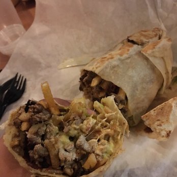 Cali Tacos - A look inside the Monarch burrito w/ Carne Asada. Definitely a winner! - Mexican Near Me - Orange, California
