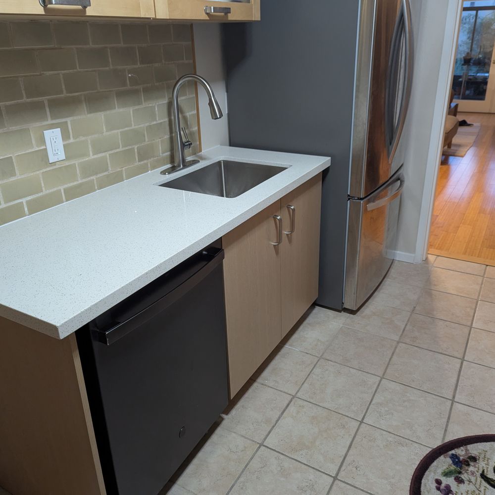 Your Home Builders - Replaced cabinet, tile flooring beneath, counter top, and dry wall. Reinstalled kitchen sink. - General Contractors Near Me Your Home Builders - Replaced cabinet, tile flooring beneath, counter top, and dry wall. Reinstalled kitchen sink. - General Contractors Near Me