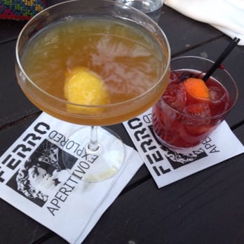 FERRO - Delicious mystery whiskey cocktail on left and old fashioned on right - Pizza Near Me - Idyllwild, California