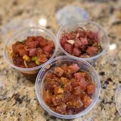 Poke Etc - Three 11/2lb of Sweet Spicy Poke, Shoyu Poke, and Fresh Ginger Poke. To-go