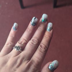Sunshine Nails - Mermaid ombre with Jesus's cross to always remind me that he is king
