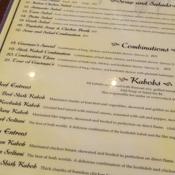 Giuseppe's Ristorante - Menu - Persian/Iranian Near Me - Upland, California