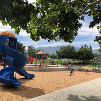 McCarthy Park - Multiple play areas and a sand pit in the middle. Not much shaded benches except where I'm sitting . - Parks Near Me - Upland, California