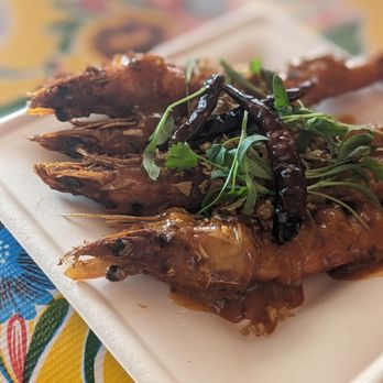 Lao’d Bar - Chili crisp prawns - Cocktail Bars Near Me - Austin, Texas
