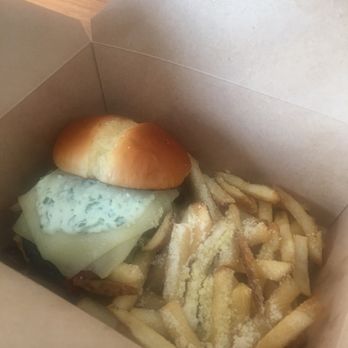 Urban Kitchen - Portobello mushroom veg burger with truffle parm fries...OUTSTANDING!! - New American Near Me - Bozeman, Montana