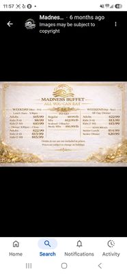 Menu photo 1 Madness Buffet Pompano Beach, FL