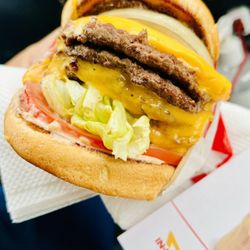 In-N-Out Burger - 4 Pattie's , 2 slices of cheese . Ask for a 4by4
