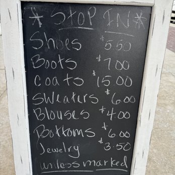 Thrift & Thrive - Board with pricing - Thrift Stores Near Me - Drexel Hill, Pennsylvania