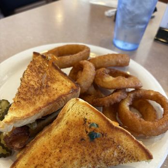 Cup & Saucer - Texas Toast Burger with onion rings - American Near Me - San Jose, California