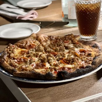Alloro - Some kind of meat lovers pizza-$30 ish...for a pizza, fam?? - Sicilian Near Me - St Thomas, Virgin Islands