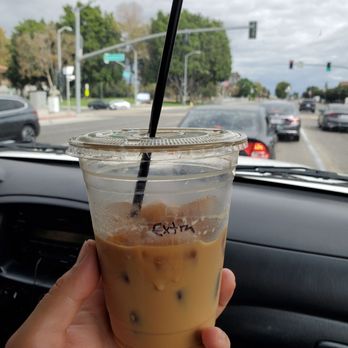 Flat White Coffee - Iced coffee uses the coffee ice cubes so your drink doesn't get watered down. - Cafes Near Me - Cypress, California