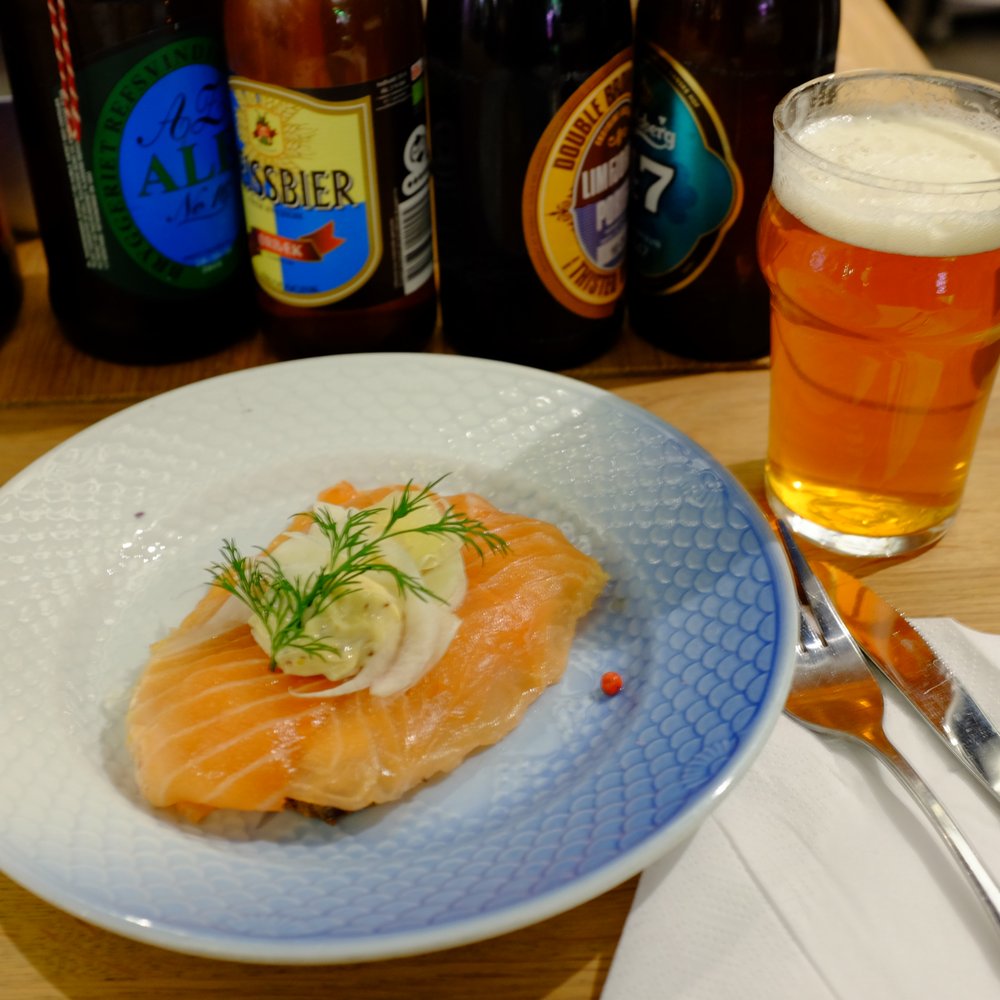 Hallernes Smørrebrød - Salmon & Beer. - Danish Near Me - København K, 84 Hallernes Smørrebrød - Salmon & Beer. - Danish Near Me - København K, 84