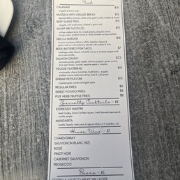 Happy hour menu