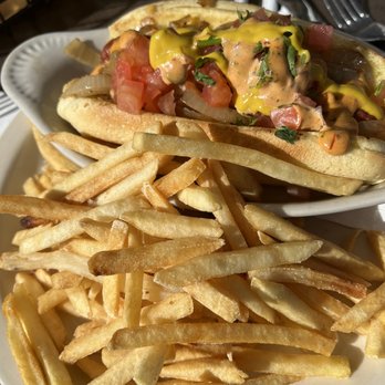 Barrio Brewing - Sonoran dog and fries - tasty! - American Near Me - Mesa, Arizona Barrio Brewing - Sonoran dog and fries - tasty! - American Near Me - Mesa, Arizona