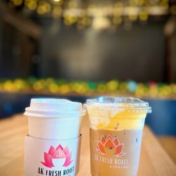 Blossom Market Hall - Coconut Coffee & a Mango Sticky Rice Latte from Lotus & Bean - fantastic!!
