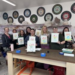 Whistle Stop Clay Works - A fun watercolor class at the studio.