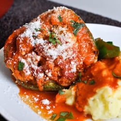 J-Cats Bar & Grill  - Stuffed Green Pepper with mashed potatoes and veggie $6.95.... Yummy!